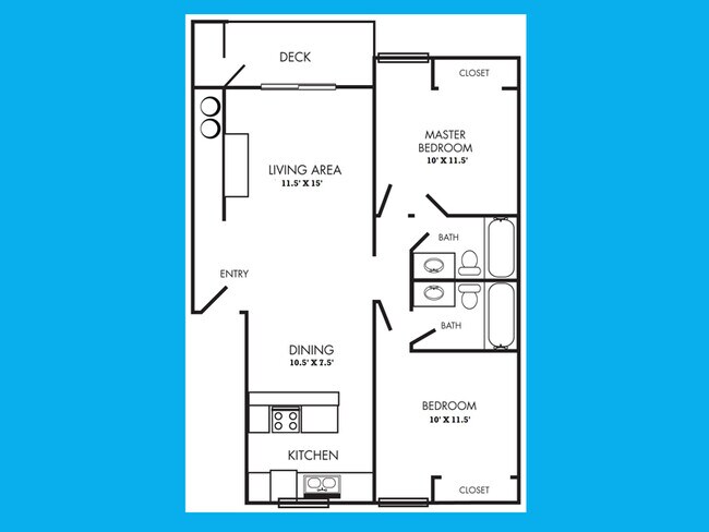 Two Bedroom, Two Bath E204 floor plan